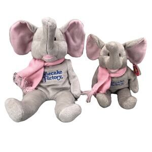 2 Cheesecake Factory Elephant Beanbag Plush 11" & 8" Herrington Teddy Bears 2002